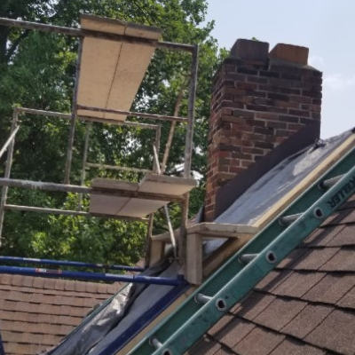 Ladders and scaffolding for chimney repairs