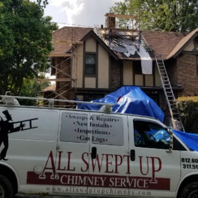More Ladders, scaffolding, and the crew for chimney repair